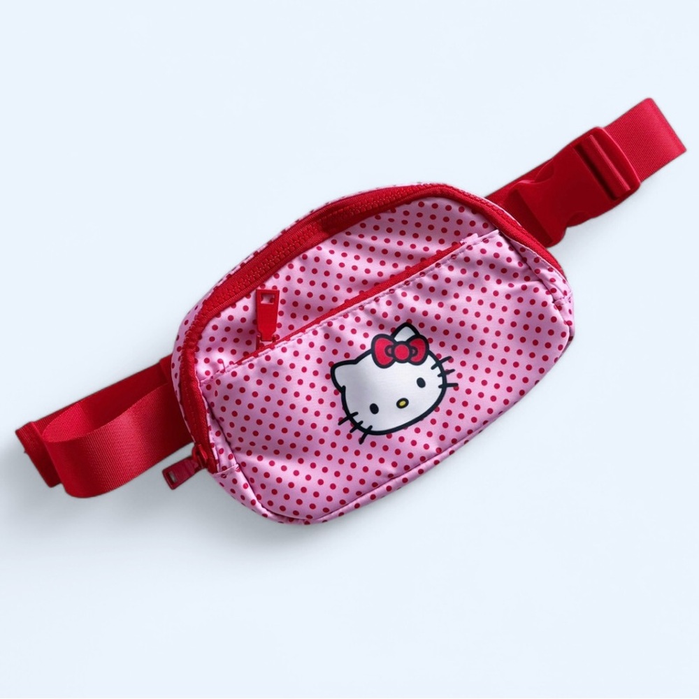 Pink Polka Dot Hello Kitty Waist Bag with Red Strap